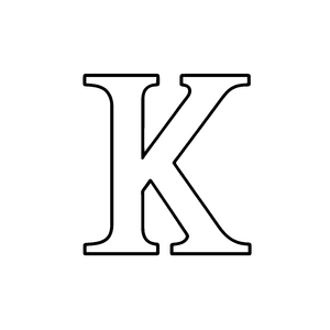 Kreatives K in faszinierender Schwarz-Weiß Gestaltung Ausmalmotiv für kleine Buchstabenentdecker
