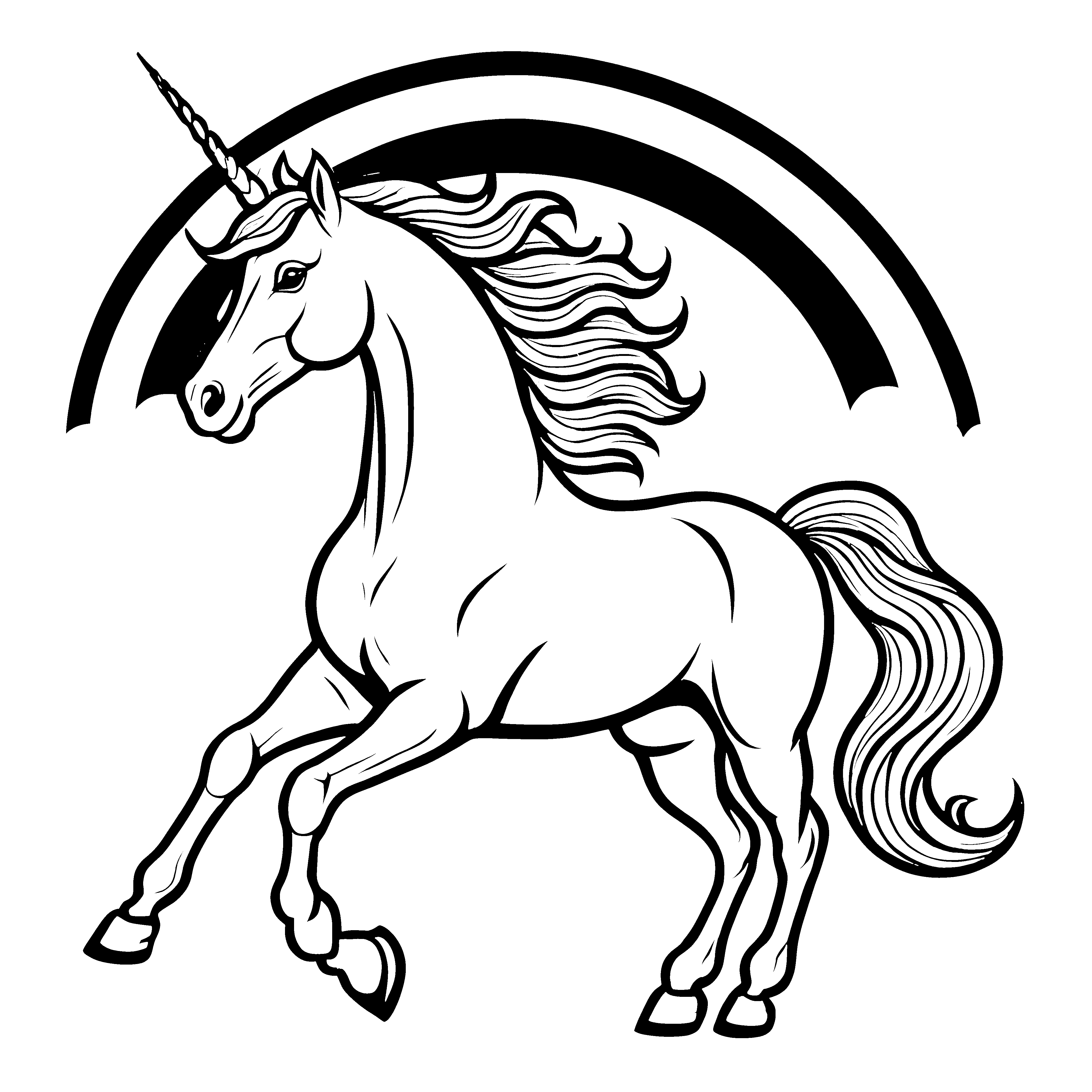 Fantasievolles Einhorn springt über schimmernde Sterne Ausmalbild für magische Erlebnissucher