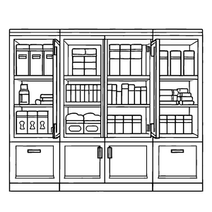 Faszinierender Medizinschrank mit geheimnisvollen Büchern Malvorlage für neugierige Gesundheitsforscher