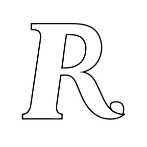 Faszinierender Buchstabe R mit schwungvollem Design Ausmalbild für kreative Wortschöpfer