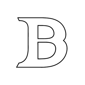 Kreativer Buchstabe B im klassischen Schwarz-Weiß-Stil Ausmalvorlage für abenteuerlustige Wortspieler