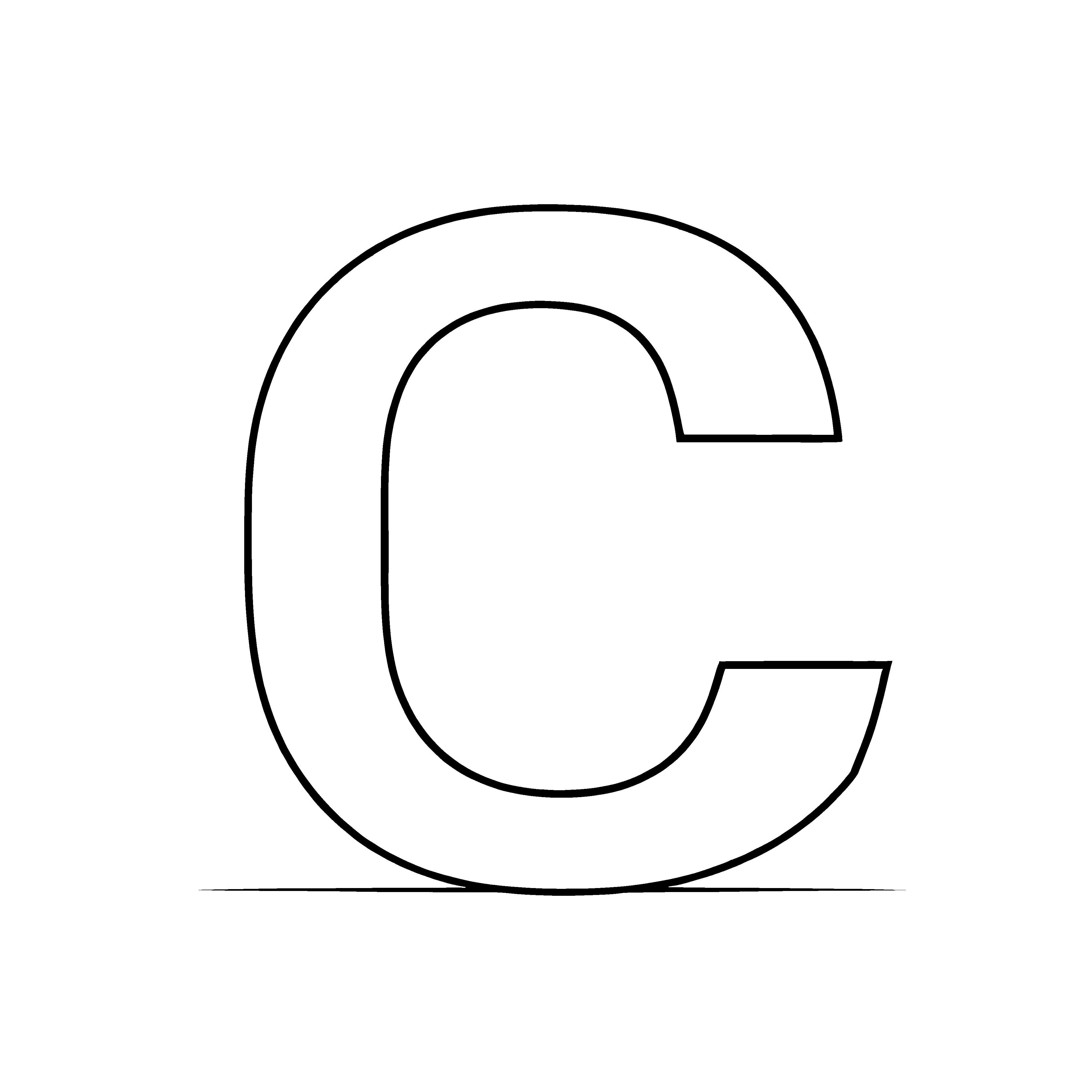 Schlichtes Buchstabe C in klaren Formen Ausmalbild für junge Entdecker mit Stift