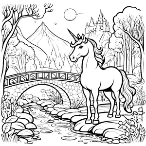 Magisches Einhorn auf schimmerndem Felsen Ausmalbild für kleine Märchenzauberer und kreative Geschichtenerzähler