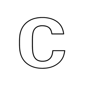 Faszinierendes C mit klarer Kontur Ausmalbild für neugierige Buchstabenentdecker