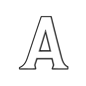 Ausdrucksstarker Buchstabe A im klaren Schwarz-Weiß Stil Ausmalbild für neugierige Buchstaben-Künstler