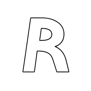 Kreativer Buchstabe R im minimalistischen Design Ausmalbild für kleine Kunstentdecker