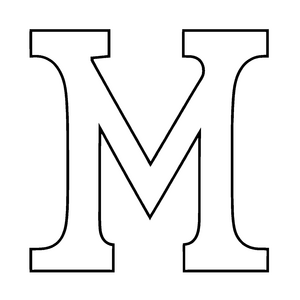 Magisches M umgeben von bunten Buchstaben Ausmalbild für kleine Schriftstellerinnen