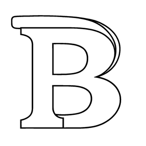 Schlichte Darstellung des Buchstabens B im Schwarz-Weiß Ausmalbild für neugierige Entdecker mit einer Leidenschaft für Buchstaben