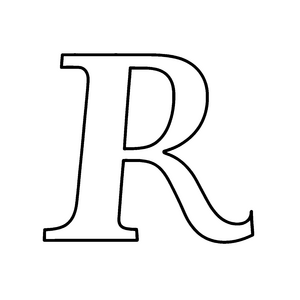 Kreativer Buchstabe R mit verspielten Verzierungen Ausmalvorlage für kleine Schriftentdecker