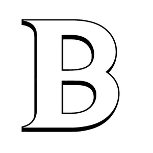 Kreativer Buchstabe B in brillanter Schwarz-Weiß-Optik Ausmalbild für kleine Schriftstellerinnen und Schriftsteller
