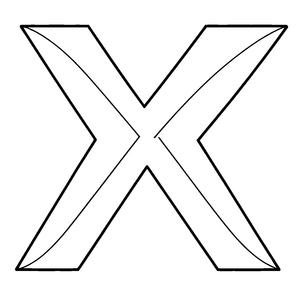 Kreatives X in auffälliger Dimension Ausmalbild für spannende Alphabet-Entdecker