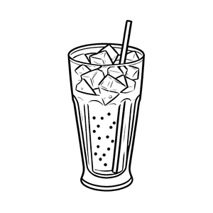 Eisgekühltes Tee-Glas mit Strähen Ausmalbild für kleine Durstlöscher