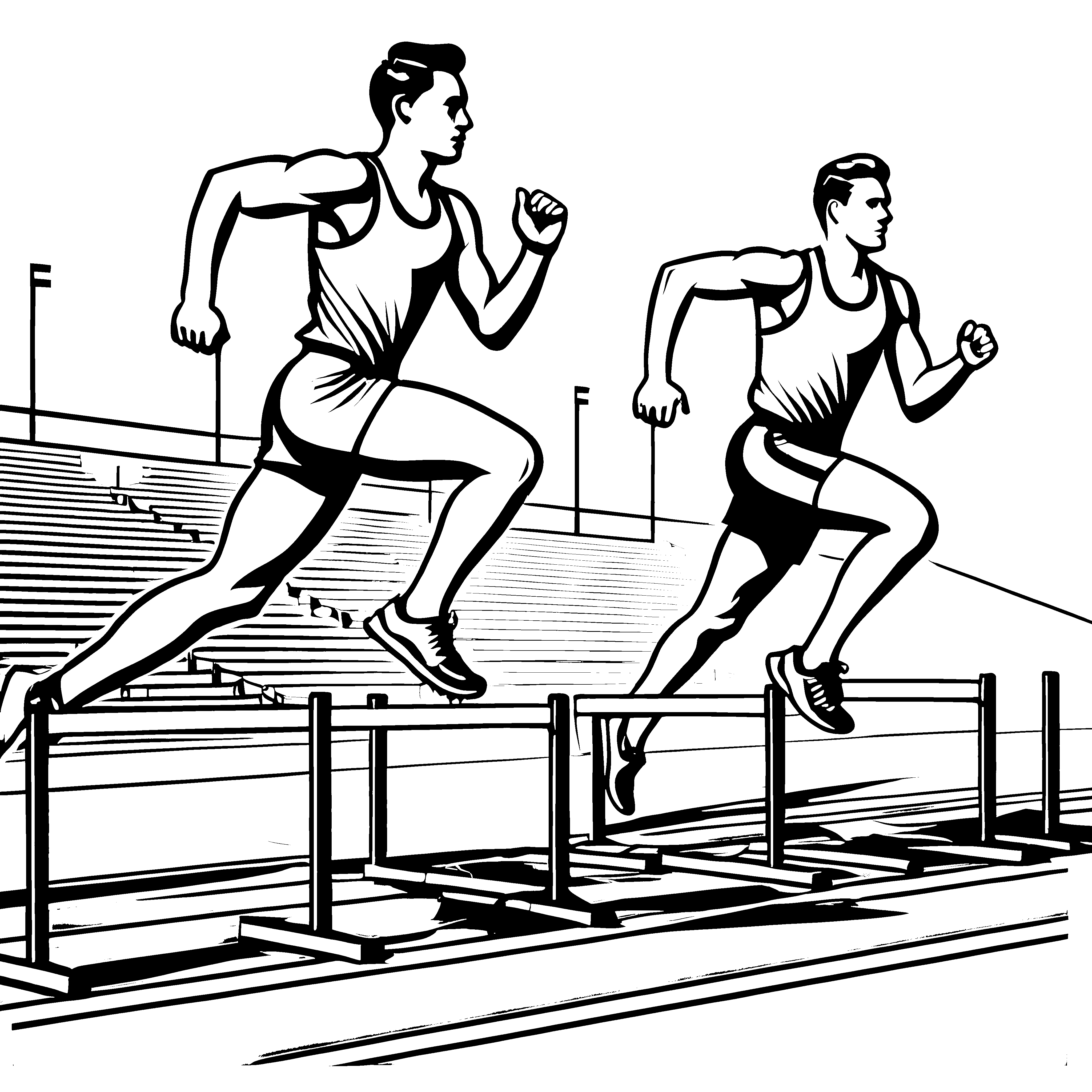 Rasante Sprinter überwinden herausfordernde Hürde Ausmalvorlage für flinke Träumer