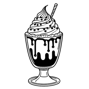 Leckere Eiscreme im bunten Becher Ausmalvorlage für kleine Dessert-Gestalter auf süßer Entdeckungsreise