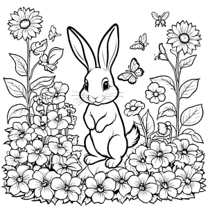 Charmanter Hase mit Schmetterlingsflügeln Ausmalbild für kleine Naturfreunde