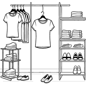 Stylisches Damen-T-Shirt hängt an Kleiderbügel Malvorlage für modische Entdecker