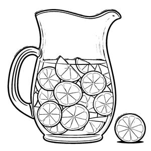 Zitronenfrischer Krug mit erquickenden Früchten Malvorlage für kleine Erfrischungsmeister