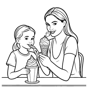 Lustiger Eisbecher mit aufregenden Toppings Ausmalmotiv für kleine Essensabenteurer
