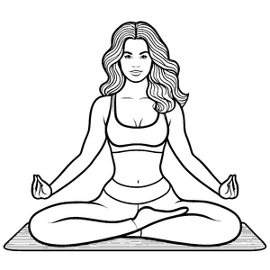 Bezaubernde Yogini in entspannter Meditationspose Ausmalvorlage für kreative Entdecker