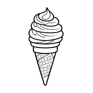 Sahnig-weiße Eiswaffel mit knusprigen Schokoladenstückchen Ausmalbild für kleine Geschmacksentdecker