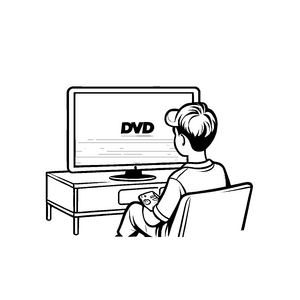 Bequemer Mensch auf der Couch mit DVD Malvorlage für entspannte Filmfans