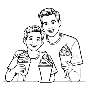 Lustiger Eisbecher mit schmelzendem Sahne-Traum Malvorlage für kleine Eisgenießer