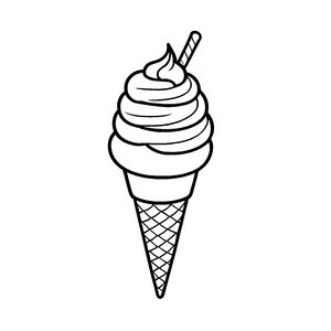 Schicke Eiswaffel mit spritzigem Farbmix Ausmalmotivi für kleine Eiszauberer
