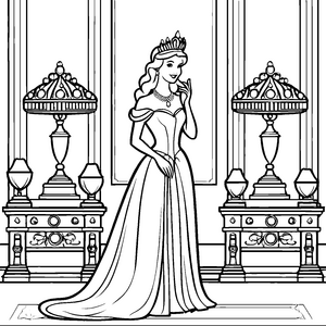 Glänzende Prinzessin mit funkelnder Tiara Malbild für kleine Traumschneider