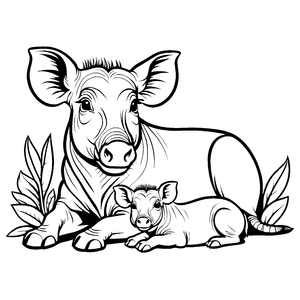 Bezauberndes Warzenschwein-Jungtier mit niedlichem Frischling Ausmalbild für fantasievolle Tierliebhaber