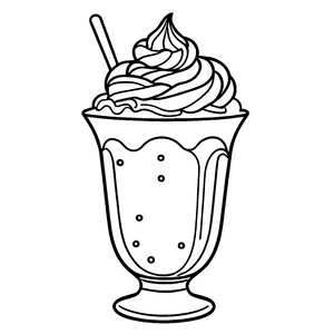 Sternenverzierter Eisbecher mit Schokolade und Sahne Ausmalmotiv für kleine Strahlenkünstler auf süßer Genussreise