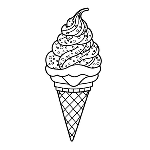 Köstliche Eiswaffel mit Sahne und Kirschen Ausmalbild für kleine Schleckermäuler