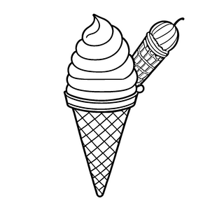 Köstliche Eiswaffel mit fluffigem Sahnehäubchen Malvorlage für kreative Eiszauberer
