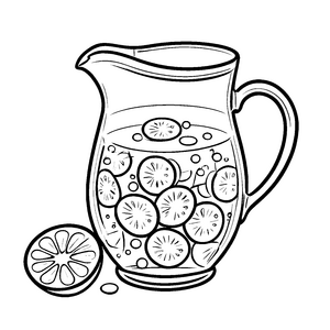 Erfrischender Krug mit zitrusfrischen Früchten Ausmalbild für kleine Geschmacksexperten