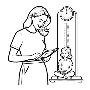 Herzenswärme zwischen Mutter und Tochter mit Büchern Ausmalmotiv für kleine Bildungsentdecker