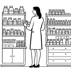 Informativer Apotheker mit vielen geheimen Rezepten Ausmalbild für neugierige Gesundheitsforscher