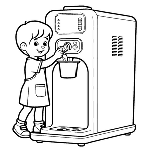 Faszinierende Eismaschine mit schmackhaften Eiskreationen Ausmalmotivation für kleine Farbzauberer