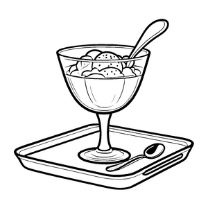 Köstlicher Eisbecher mit buntem Topping Malvorlage für kleine Künstler auf süßer Abenteuerreise
