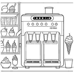 Bunte Eismaschine mit köstlichen Leckereien Malvorlage für frohe Entdecker