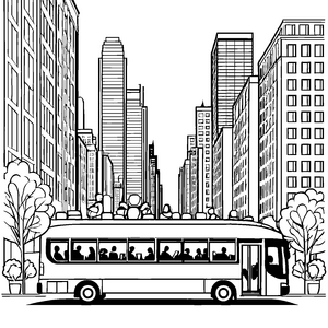 Städtischer Rundgang mit interessierten Fahrgästen Bastelmotiv für neugierige Stadtentdecker