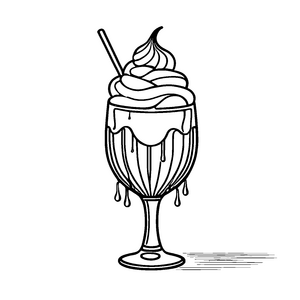 Erfrischender Eisbecher mit sahnigem Surf-Ausmalvorlage für fantasievolle Genussexplorer auf süßer Entdeckungsreise