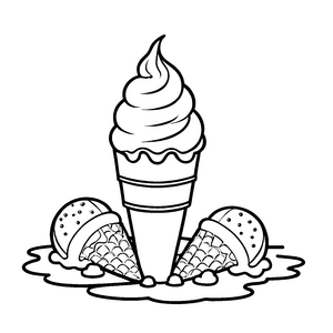 Abenteuerliches Eis auf der Welle mit Popcorn Ausmalmotiv für mutige Eisliebhaber