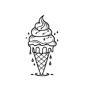 Verführerische Eiswaffel mit köstlichem Sahne-Topping Malvorlage für kleine Genussabenteurer