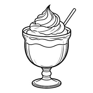 Verführerischer Eisbecher mit cremigem Schokoladentopping Malvorlage für kleine Genussentdecker
