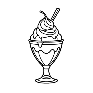 Verführerischer Eisbecher mit bunten Toppings Ausmalvorlage für kreative Geschmackszauberer auf süßer Entdeckungsreise