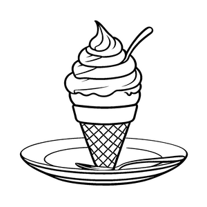 Köstliche Eiswaffel mit bunten Streuseln Malvorlage für kleine Naschkatzen