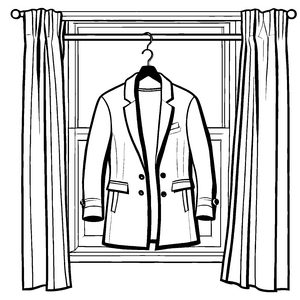 Stilvoller Mantel im Schaufenster mit elegantem Anzug Ausmalmotiv für kreative Modedesigner