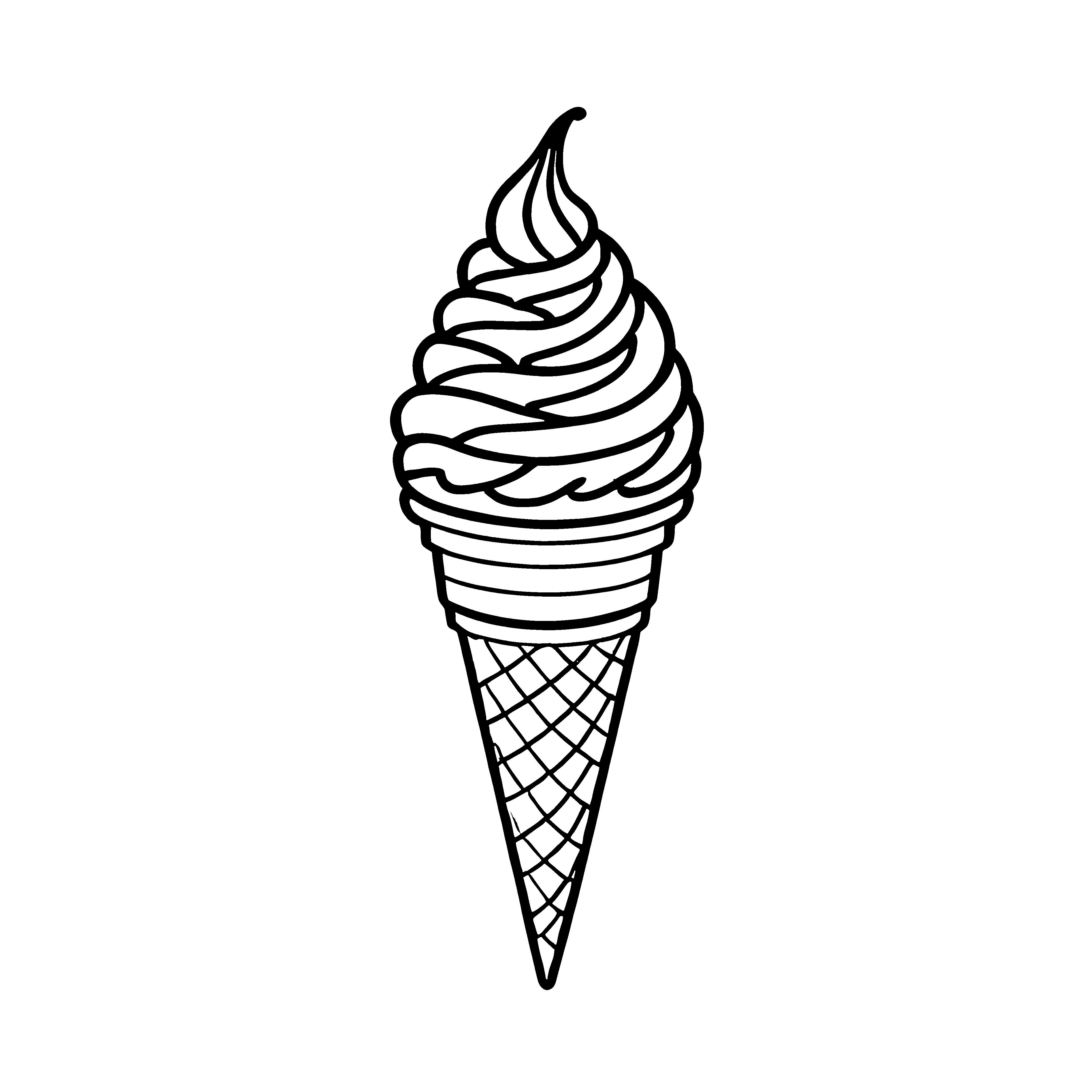 Schmackhaftes Softeis im kunterbunten Waffelcone Ausmalbild für kreative Genießer