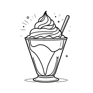 Verführerischer Eisbecher mit köstlicher Sahne Malvorlage für kleine Dessertkünstler auf aufregender Geschmacksexpedition