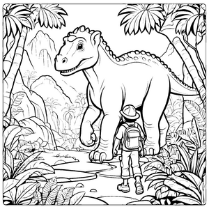 Bezaubernder Pachycephalosaurus in üppiger Dschungelwelt Ausmalbild für abenteuerlustige Entdecker