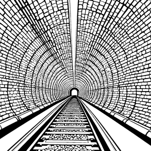 Spannender Tunnel mit schimmerndem Licht am Ende Ausmalvorlage für neugierige Entdeckerfreunde